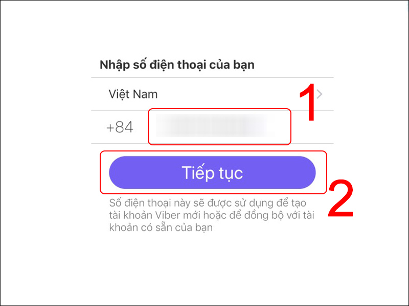 Nhập số điện thoại Viber